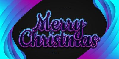 Merry Christmas Hand Lettering in Colorful Style with Glowing Effect. Christmas Design for Banner, Poster, or Greeting Card vector