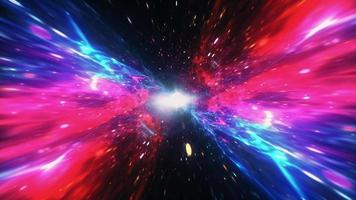 Time travel jump in red blue hyper space burst warp.Hyper Tunnel or Wormhole video