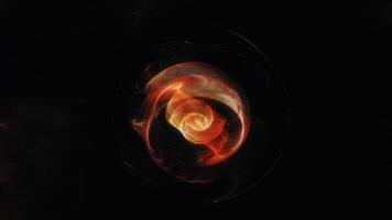 esfera naranja en el planeta cosmos con fondo de efecto nube. video