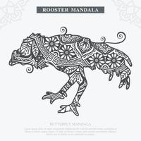 Rooster Mandala Vector. Vintage decorative elements. Oriental pattern, vector illustration.