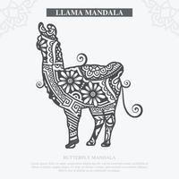 LLAMA Mandala Vector. Vintage decorative elements. Oriental pattern, vector illustration.