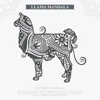 LLAMA Mandala Vector. Vintage decorative elements. Oriental pattern, vector illustration.