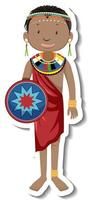 African tribal woman cartoon character sticker vector