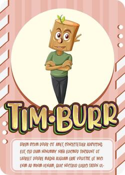 Character game card template with word Timburr vector