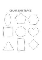 Shapes Tracing Coloring Pages Preschool Activity vector