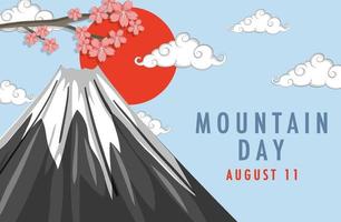 día de la montaña en japón banner con monte fuji vector