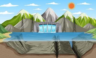 Nature scene landscape with underwater of lake and mountain background vector