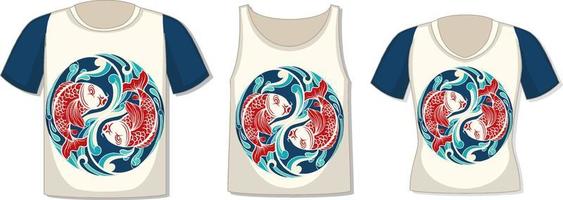 Front of t-shirt with koi carp template vector