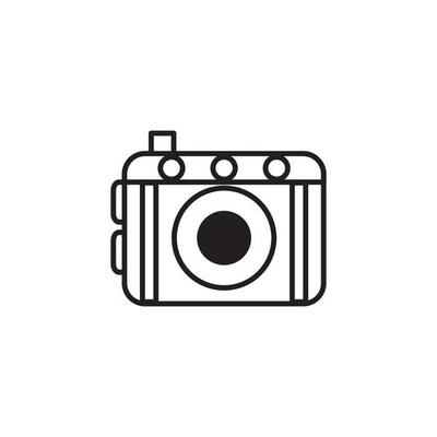 Camera line icon. Studio camera for photographer outline symbol. Vector isolated on white.