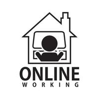 Home Online Working Icon Logo Vector