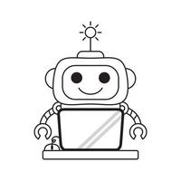 robots delinean el icono de vector. Icono de robots negros de línea delgada, ilustración vectorial simple de elemento plano del concepto de inteligencia artificial editable aislado sobre fondo blanco. vector