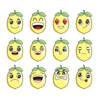 lemon cartoon vector illustration with happy and funny facial expression