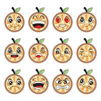 orange cartoon vector illustration with happy and funny facial expression