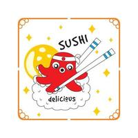 Printvector sushi with octopus topping vector