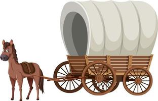 Medieval wooden carriage with a horse vector