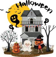 Halloween festival with haunted mansion vector