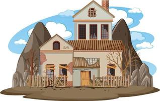 Aislada vieja casa rota en las zonas rurales vector