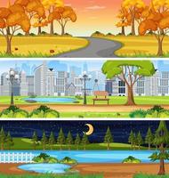 Conjunto de escenas horizontales de diferente naturaleza. vector