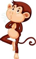 Monkey doing yoga cartoon character vector