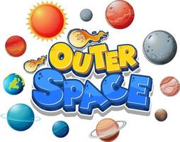 Outer Space logo with many planets vector