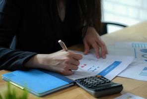 Female executives are finalizing a budget plan. photo