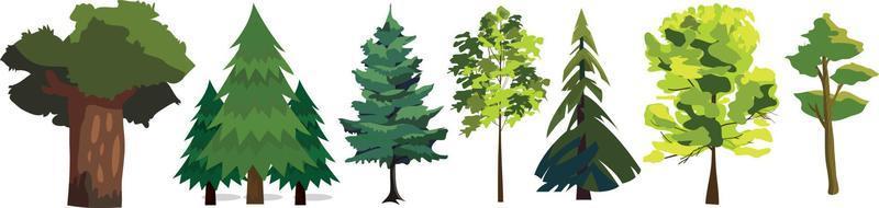 Trees Set Vector Cartoon Illustration
