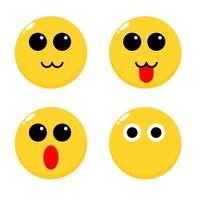 Set of cute emoji. Set of emoticons. Vector and illustration.