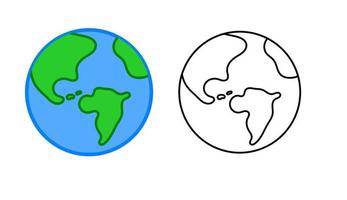 Earth vector and line art.