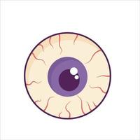Eyeball Halloween is isolated on a white background. Vector illustration in cartoon style. An eye and a pupil for the decoration of invitations for the Halloween holiday