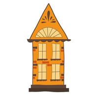 The house is isolated on a white background. Vector illustration in a simple manual style. Home is vintage with Windows