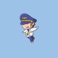 pilot man run and happy enjoyed life vector icon illustration Flat Cartoon Style