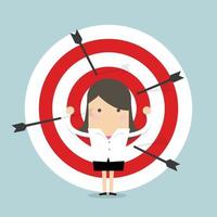 Businesswoman on archery targets. vector