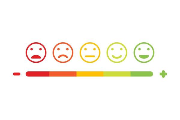 Feedback emoticon smile flat design icon set.