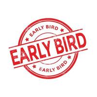 Red Early Bird rubber stamp on white background. vector