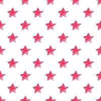 Hand drawn red stars seamless pattern. vector