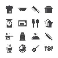 iconos simples de cocina y cocina. vector