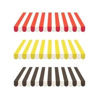 Set of colorful striped awnings for shop and marketplace. vector