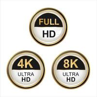 Collection of Full HD 4k 8K and Ultra Hd icons vector