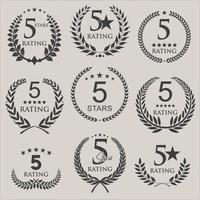 Retro laurel wreath five stars rating design template vector