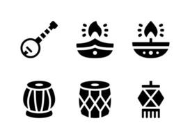 conjunto simple de iconos sólidos de vector de diwali