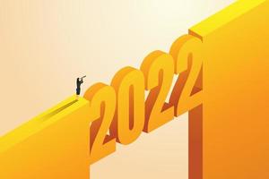 empresaria mirando sus metas para el año 2022. vector