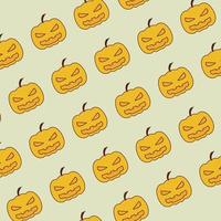 Halloween Seamless Pattern with Orange Scary Faces Free Vector