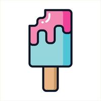 icono de helado derretido de moda colorido icono plano vector