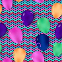 patrón sin fisuras con globos de colores y fondo en zigzag vector