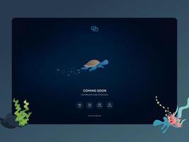 Under construction page. A website that is still under development, which uses a deep-sea theme. vector