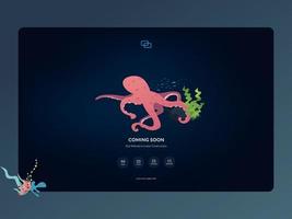 Under construction page. A website that is still under development, which uses a deep-sea theme. vector