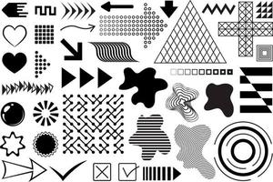 Vector abstract design elements. Memphis shapes, abstract forms, figures, geometric design elements. Memphis shapes, arrows, liquids for your design projects as covers, flyers, posters and so on.