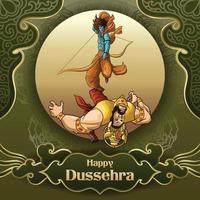 Dussehra greetings like ram attacking giant in Navratri celebration vector