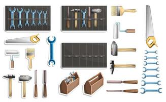 Vector realism of stylized tools for repair and construction.