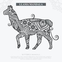 LLAMA Mandala Vector. Vintage decorative elements. Oriental pattern, vector illustration.